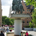 Rear view of statue of Don Quixote and Sancho Panza
